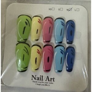 Colorful 2D Coffin Press On Nails‎